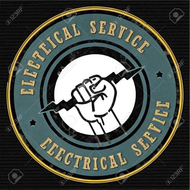 Abstract grunge rubber stamp with the words Electrical Service written inside