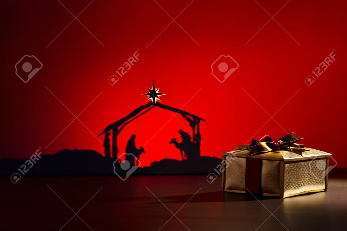 Geburt Jesus Silhouette der Krippe in Bethlehem