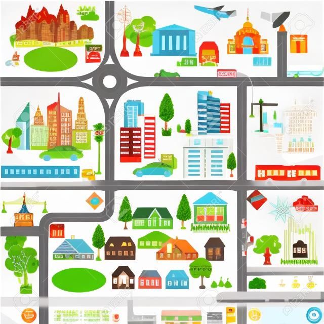 Modernos elementos de mapa de la ciudad para generar sus propias infografías, mapas.