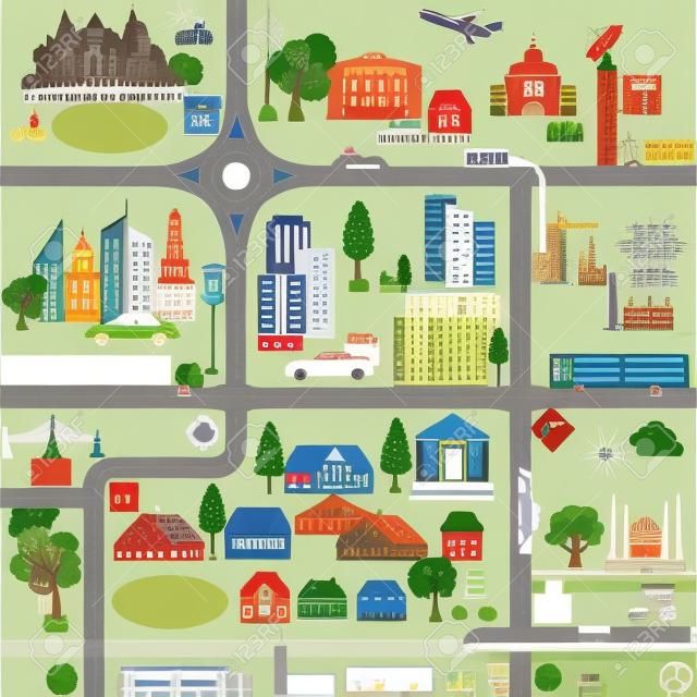 Modernos elementos de mapa de la ciudad para generar sus propias infografías, mapas.