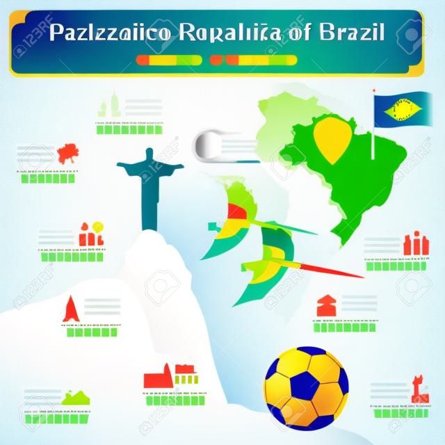Infografía Brasil, los datos estadísticos, de las vistas. Ilustración vectorial