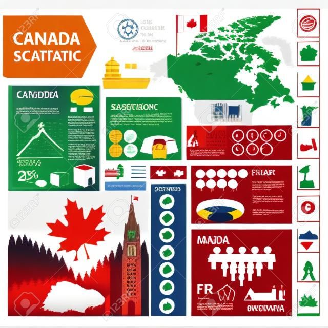 Kanada Infographics, istatistiki veriler, manzaraları illüstrasyon