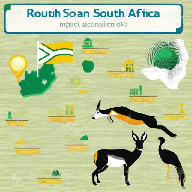 South Africa infographics, statistical data, sights illustration