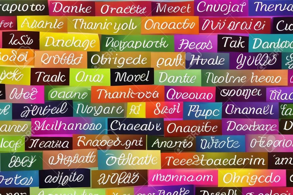 Thank You Word Cloud printed on colorful  paper 