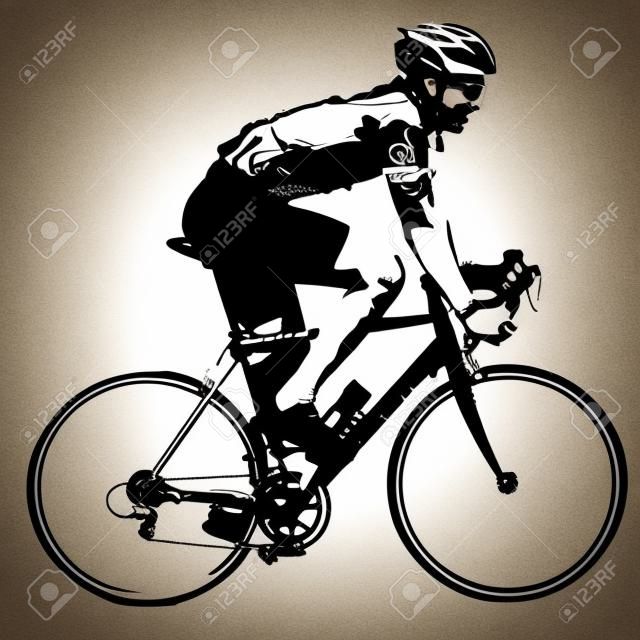 Silueta de un macho ciclista. ilustración vectorial.