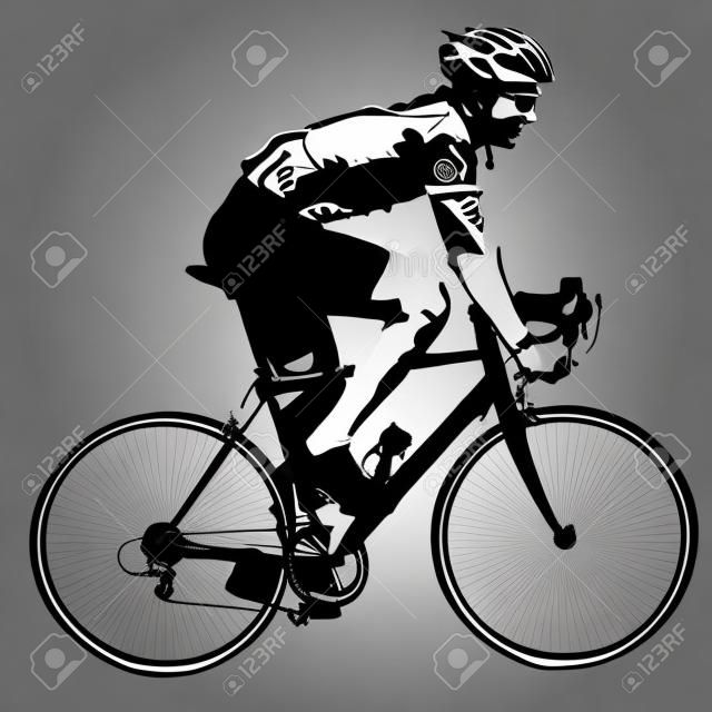 Silueta de un macho ciclista. ilustración vectorial.