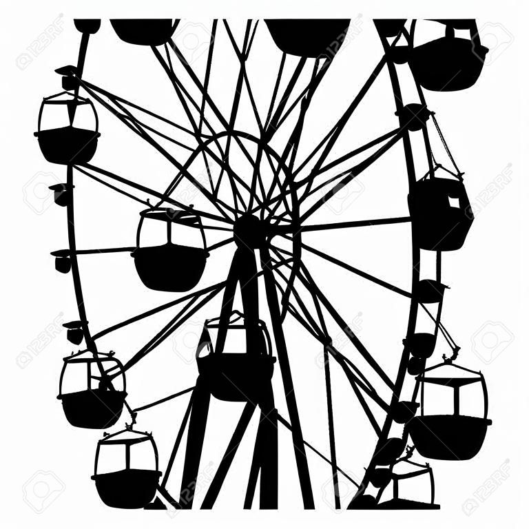 Silhouette atraktsion de roue de Ferris coloré.