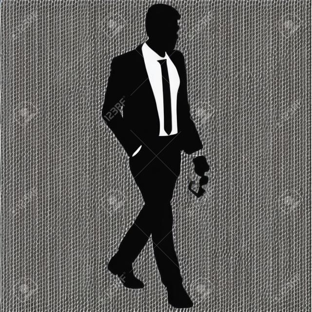 Homme d'affaires silhouette en costume avec une cravate sur un fond blanc. Illustration vectorielle