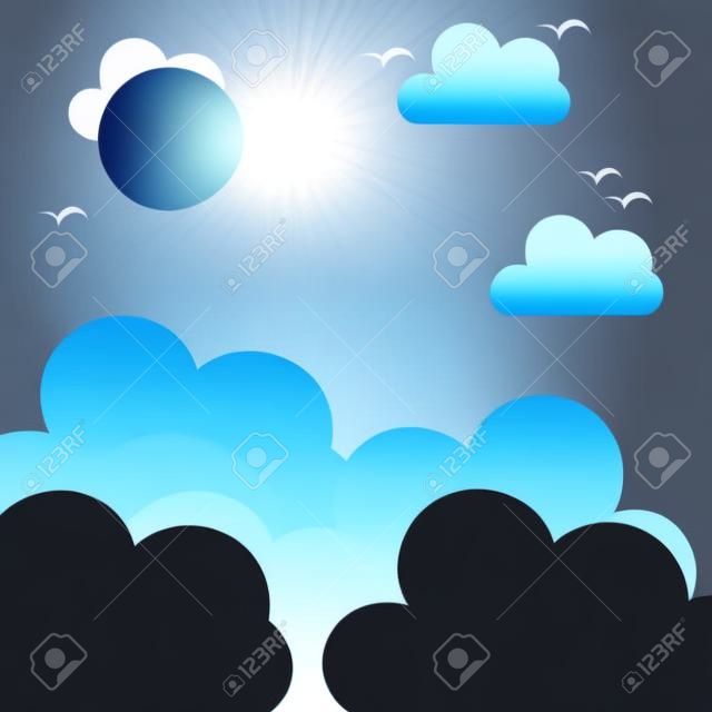 blue sky and sun illustration logo vector