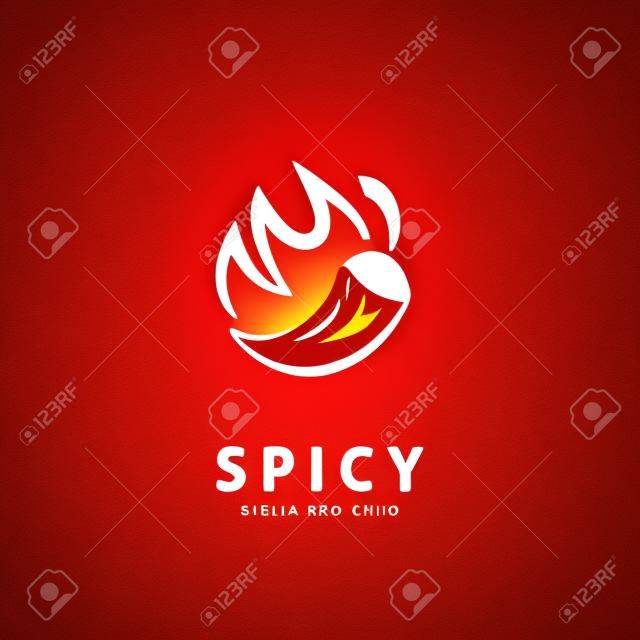Spicy chili logo with fire symbol icon illustration resto restaurant