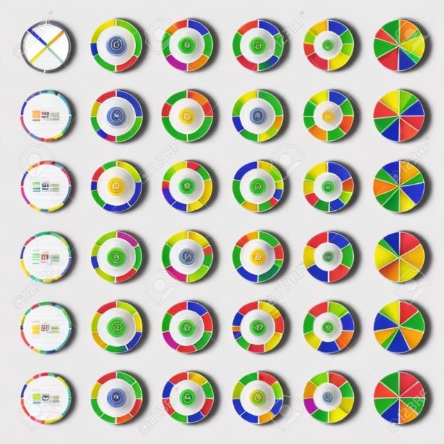 分割和多色饼图和箭头设置3个5个6和8个分区图的图形演示文稿和图表模板7