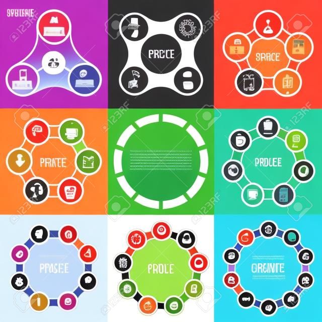 Vector circle infographic. Template for cycle diagram, graph, presentation and round chart. Business concept with 3, 4, 5, 6, 7, 8, 9 and 10 options, parts, steps or processes. Data visualization.