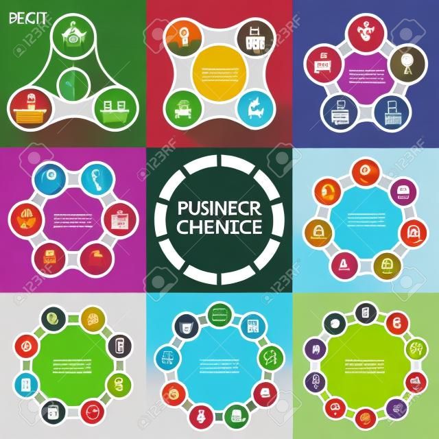 Vector circle infographic. Template for cycle diagram, graph, presentation and round chart. Business concept with 3, 4, 5, 6, 7, 8, 9 and 10 options, parts, steps or processes. Data visualization.