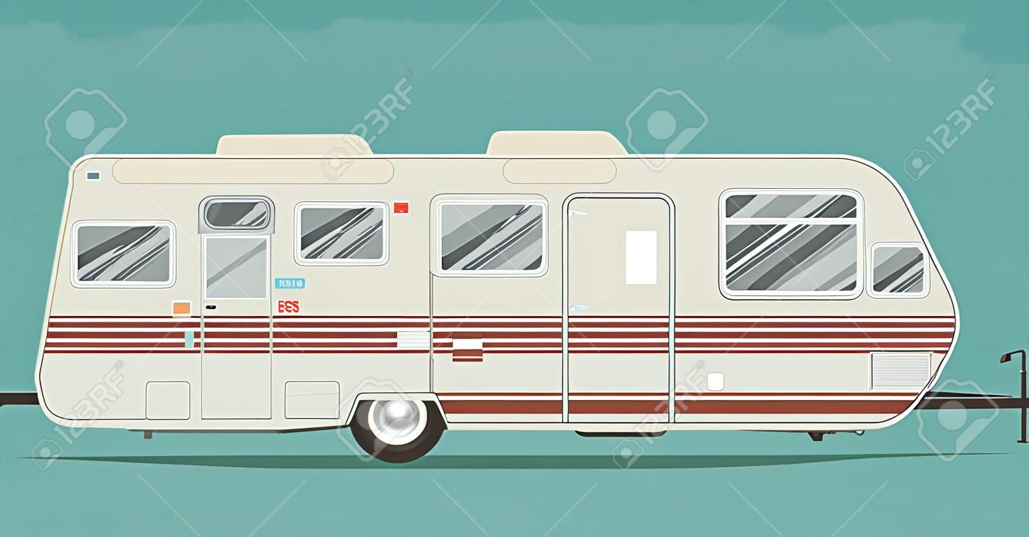 Kühle Illustration einer Marke weniger Camper der Seitenansicht. EPS10-Vektor-Bild von einem alten Wohnmobil.