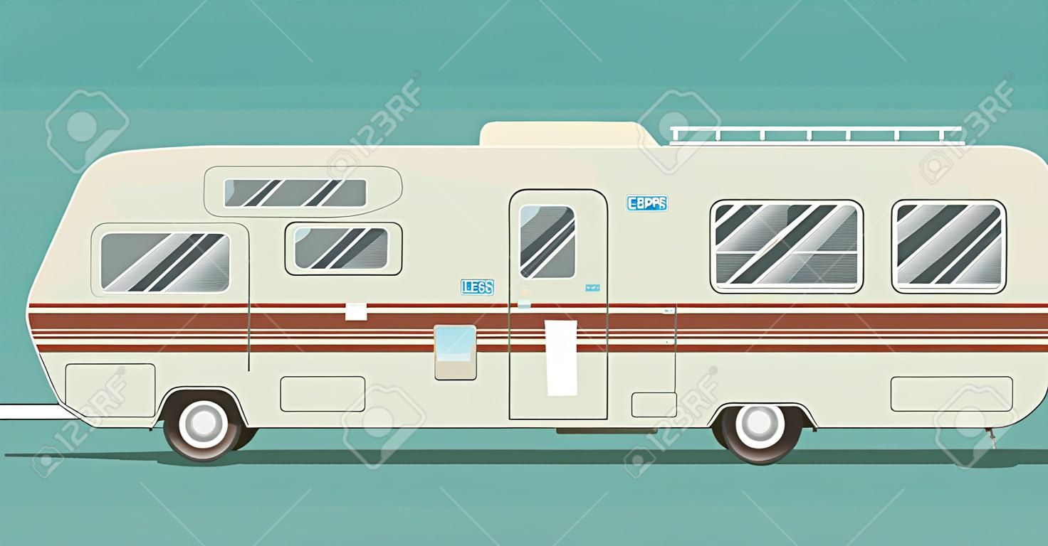 Kühle Illustration einer Marke weniger Camper der Seitenansicht. EPS10-Vektor-Bild von einem alten Wohnmobil.