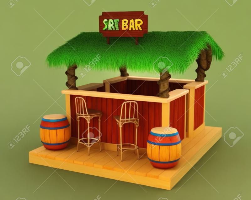 3d illustration of a tiki bar