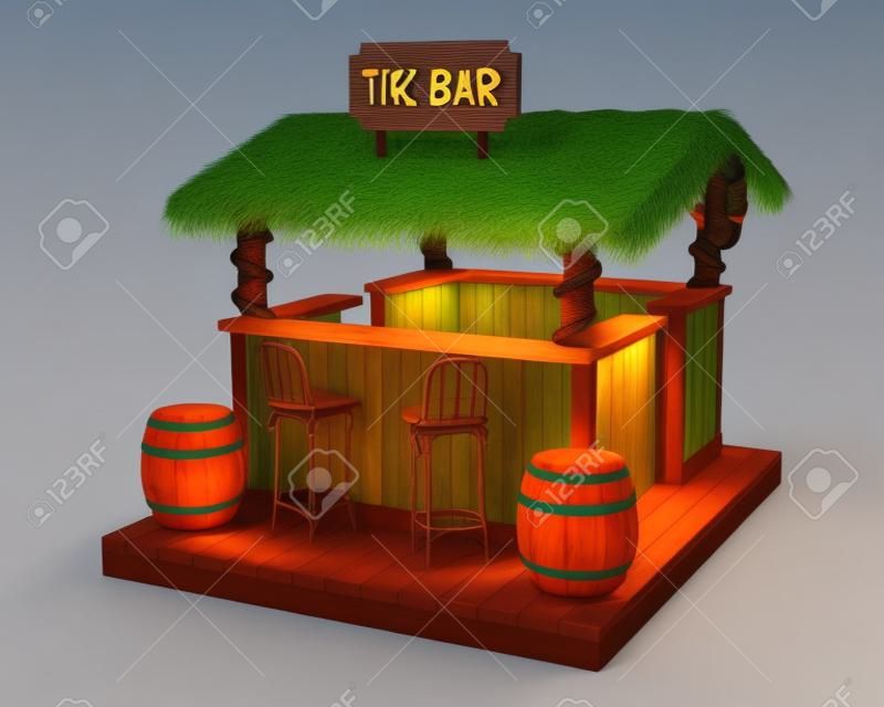 3d illustration of a tiki bar