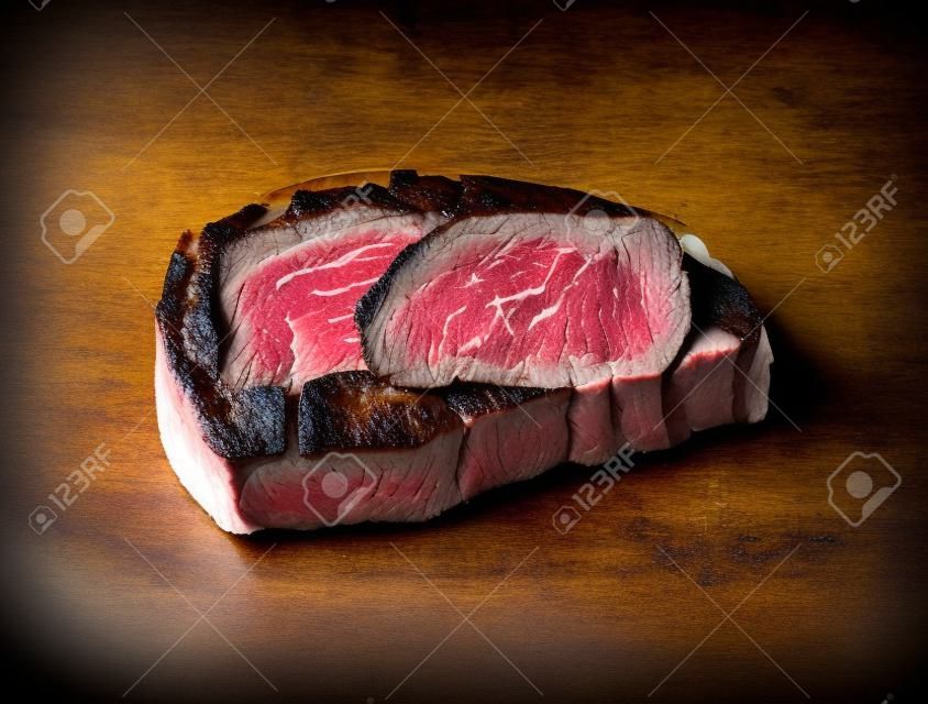 Beef tenderloin. Slice of steak, fresh meat.