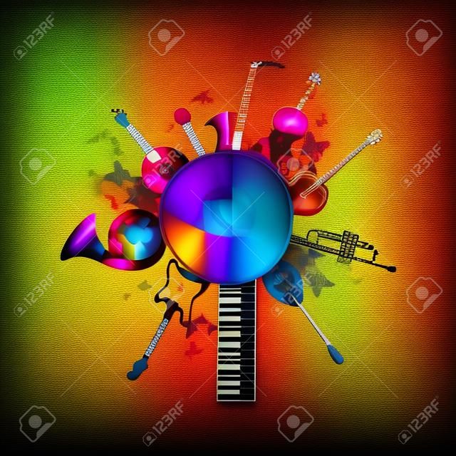 Kolorowe tło instrumenty muzyczne