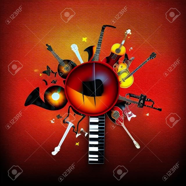 Colorful musical instruments background