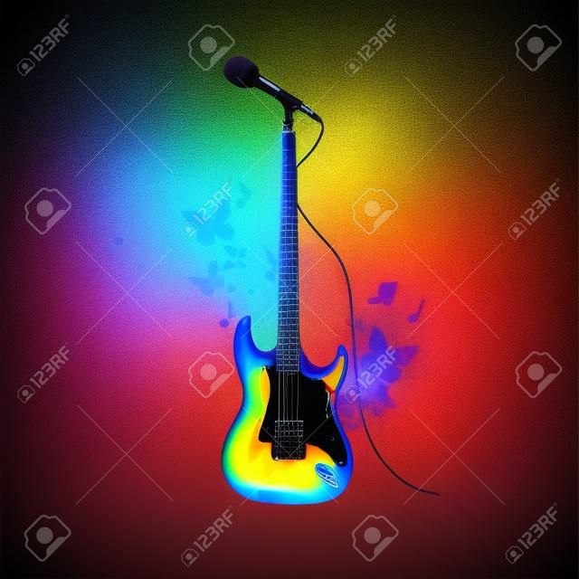 Guitare électrique coloré avec microphone