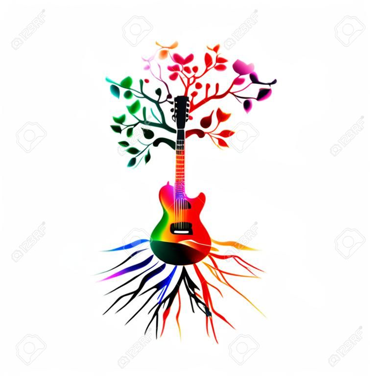Fundo colorido da música com guitarra