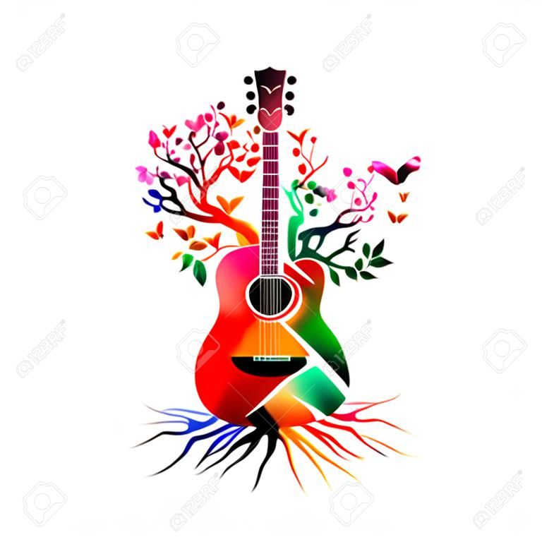 Fundo colorido da música com guitarra