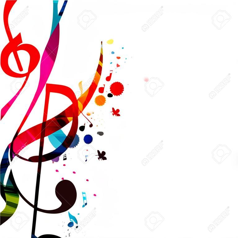 SVG, Vettoriale - Musica Di Sottofondo Con Note Musicali Colorate