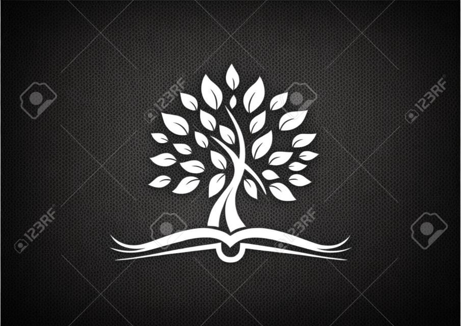 root book cross religieus logo design vector