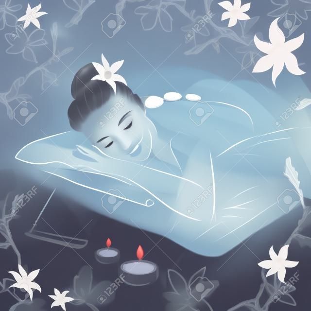 Illustration der Frau für Wellness-Massage