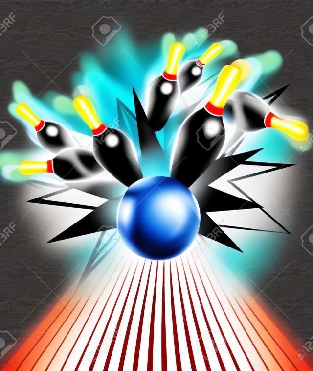 A bowling ball crashing into the pins