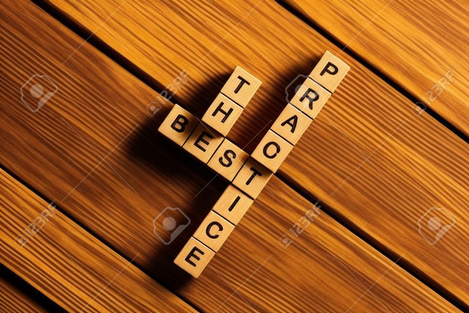 Words of business marketing collected in crossword with wooden cubes