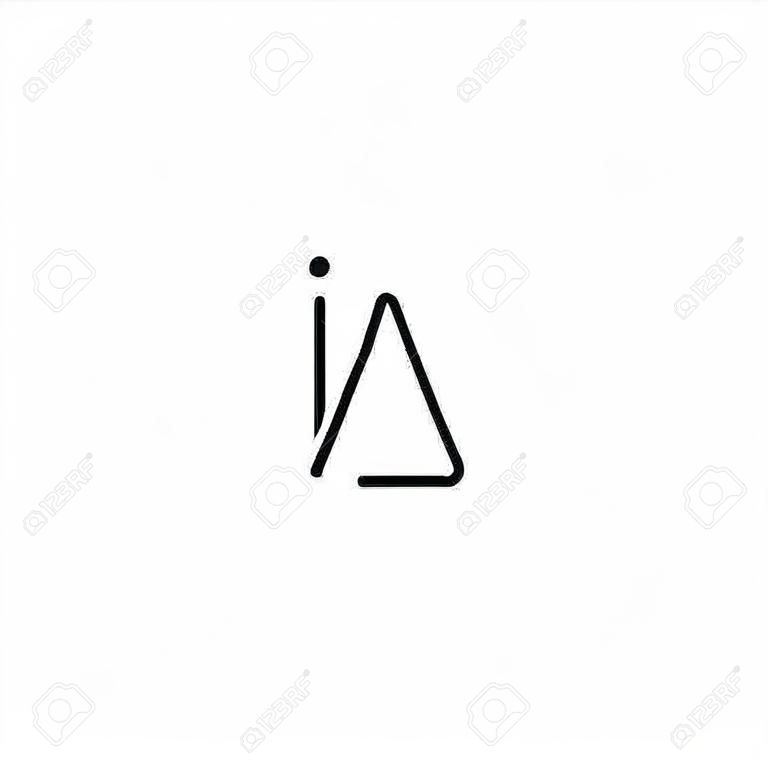 文字IAアルファベットロゴデザインベクトル。最小限のスタイルの文字IおよびAのロゴデザインのイニシャルは、省略名のロゴに適しています。