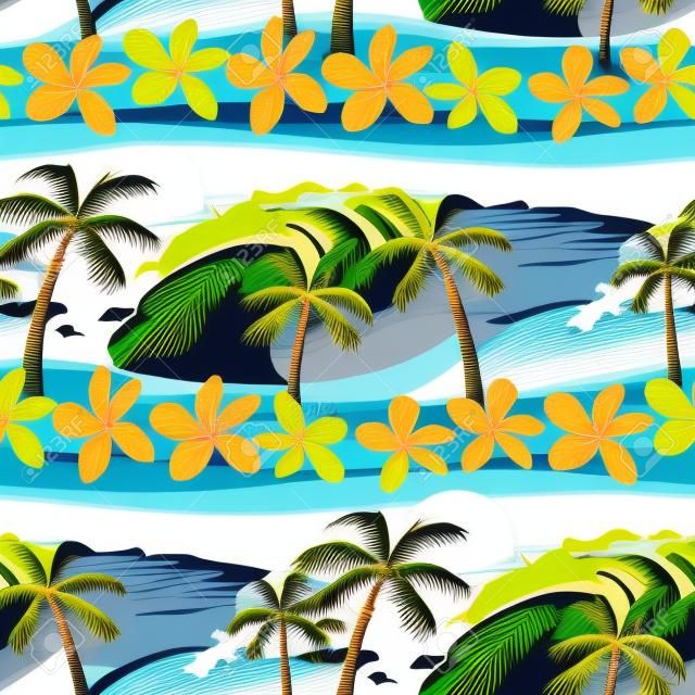Tropical Surfen mit Palmen nahtlose Muster.