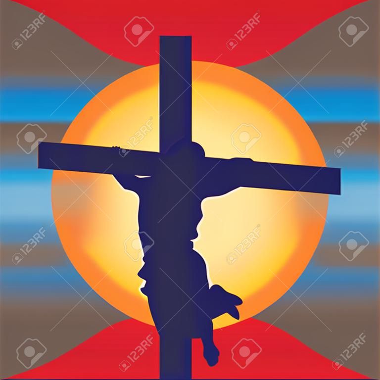 Jesus Christ Crucifiction Silhouette. Vector illustration