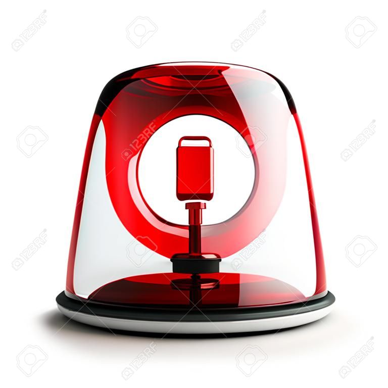 red siren isolated on white background High resolution 3d 