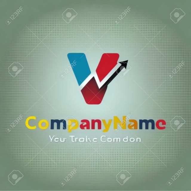 Vector de diseño de logotipo de marketing comercial de letra V. V inicial y concepto gráfico del diagrama del gráfico. empresa, corporativo, negocio, icono de símbolo de finanzas