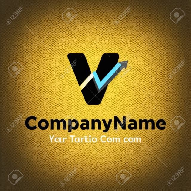 Vector de diseño de logotipo de marketing comercial de letra V. V inicial y concepto gráfico del diagrama del gráfico. empresa, corporativo, negocio, icono de símbolo de finanzas