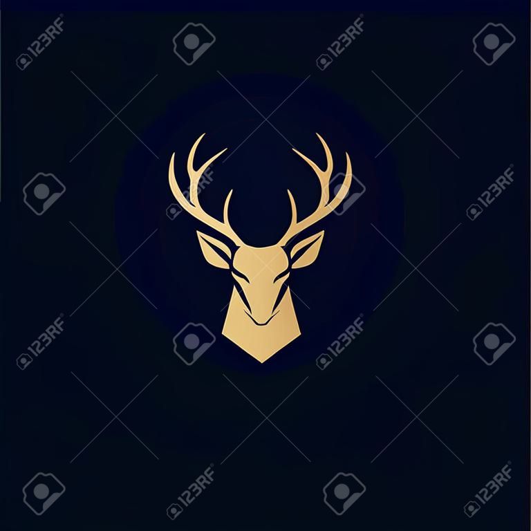 hertenkop abstract logo design vector template. moderne platte geweien, wilde dierlijke illustratie stijl