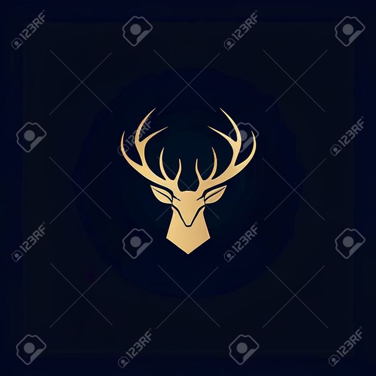 deer head abstract logo design vector template. modern flat antlers, wild animal illustration style