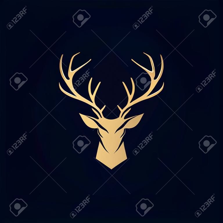 Hirschkopf abstrakte Logo-Design-Vektor-Vorlage. modernes flaches Geweih, Illustrationsstil für wilde Tiere