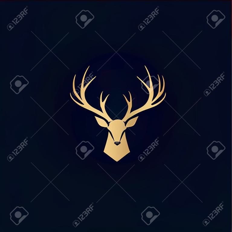 deer head abstract logo design vector template. modern flat antlers, wild animal illustration style