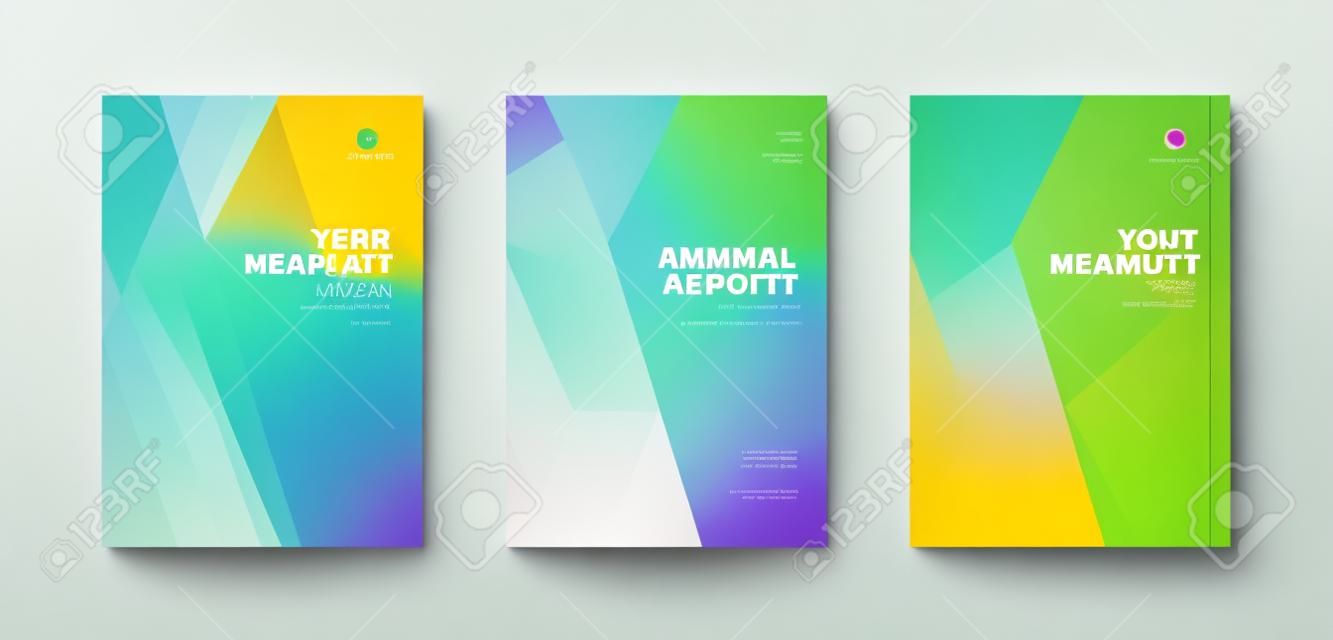 Cover template willekeurige transparante vorm wit cyaan geel magenta en groene kleur voor jaarlijkse rapport tijdschrift brochure voorstel portfolio