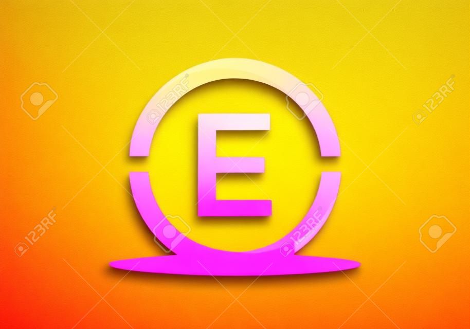 Colorful yellow pink gradient color of E initial letter design