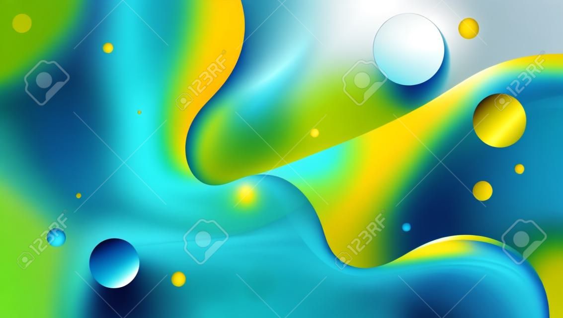 Astratto sfondo fluido con colore blu e giallo. illustrazione vettoriale