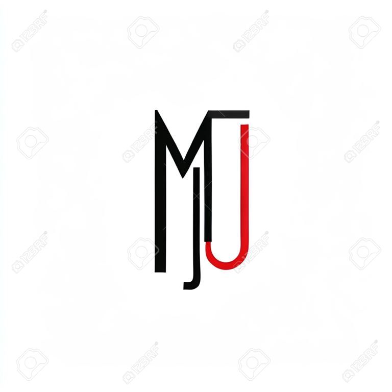 letras, mj, simples, logotipo, vetor