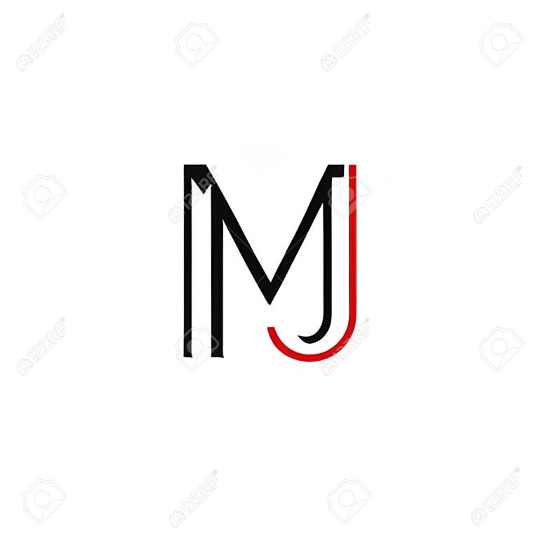 letras, mj, simples, logotipo, vetor