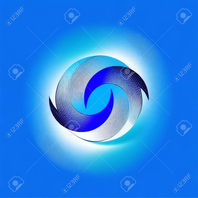 Krzywe koła niebieskie fale obrót proste logo wektor