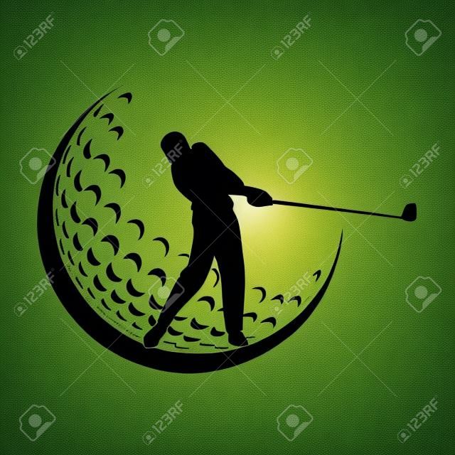 Golf projektuje wektor koncepcyjny, sylwetka golfa projektuje wektorową ilustrację