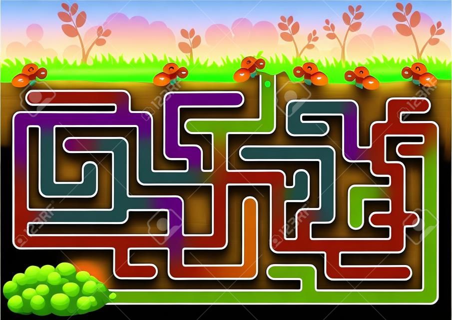 Vector Labyrinth-Spiel mit finden ant Zimmer in U-Bahn